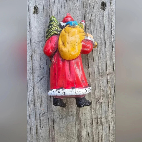 Vintage Christmas Ornament - Plastic Santa with Presents - 4" Tall​​​​​ - Picture 2 of 2